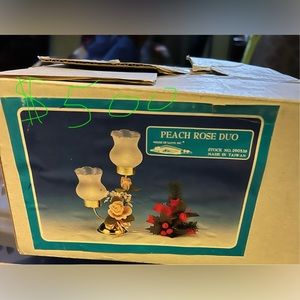 Peach rose duo candle holder